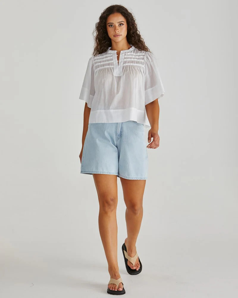 Pammi Ruffle Yoke Blouse White