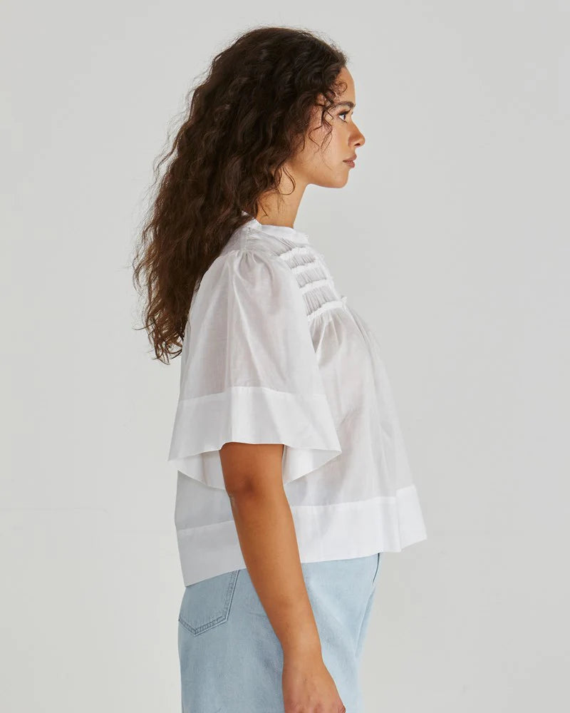 Pammi Ruffle Yoke Blouse White