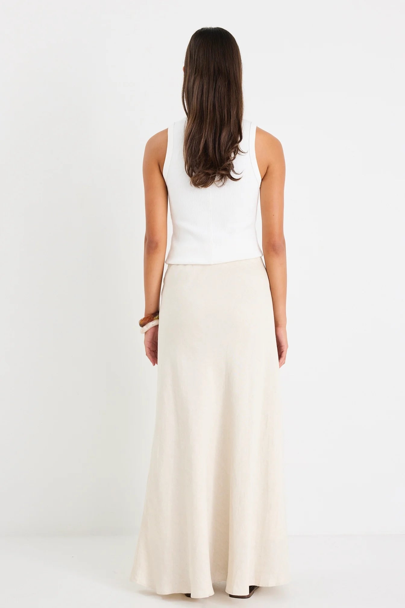 Lagos Natural Linen Blend Bias Maxi Skirt