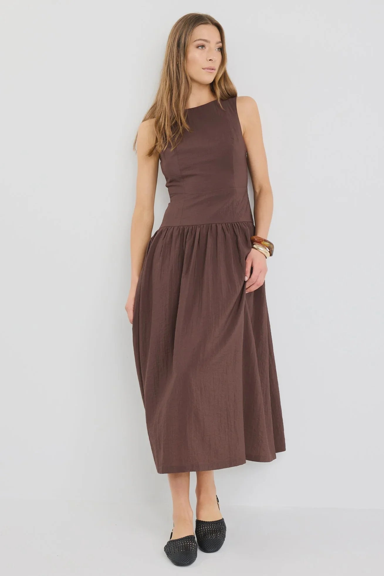 Results Chocolate Structured Sleeveless Maxi Dress Chocolate