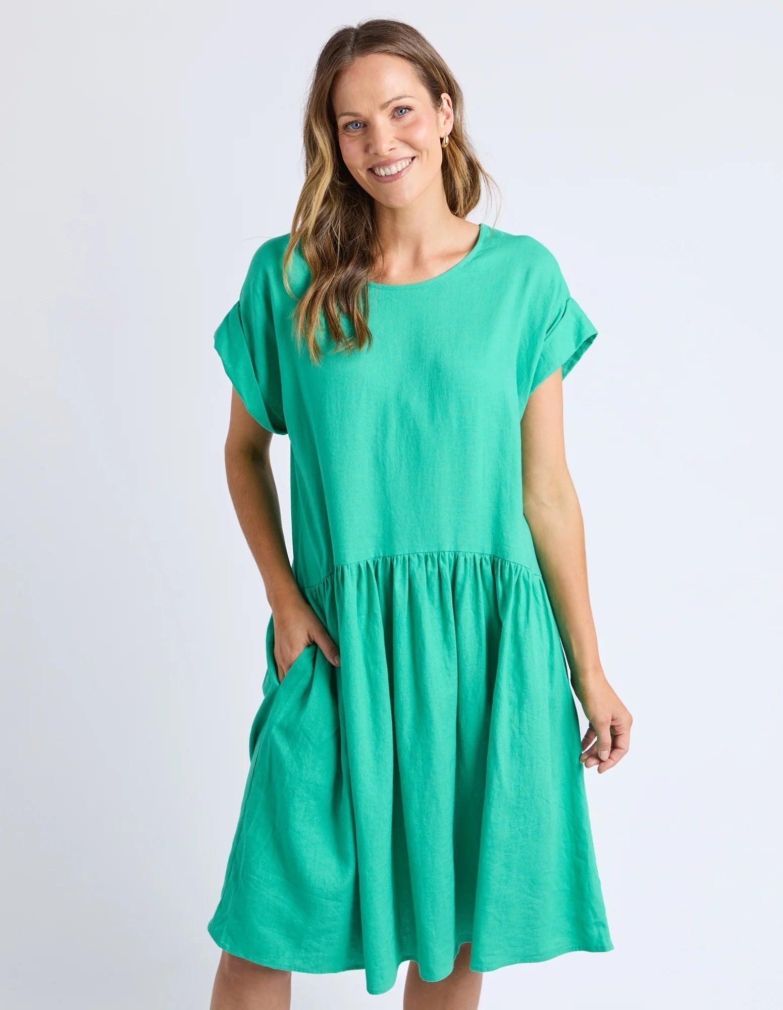 Sunset Hour Solid Dress Gumdrop Green