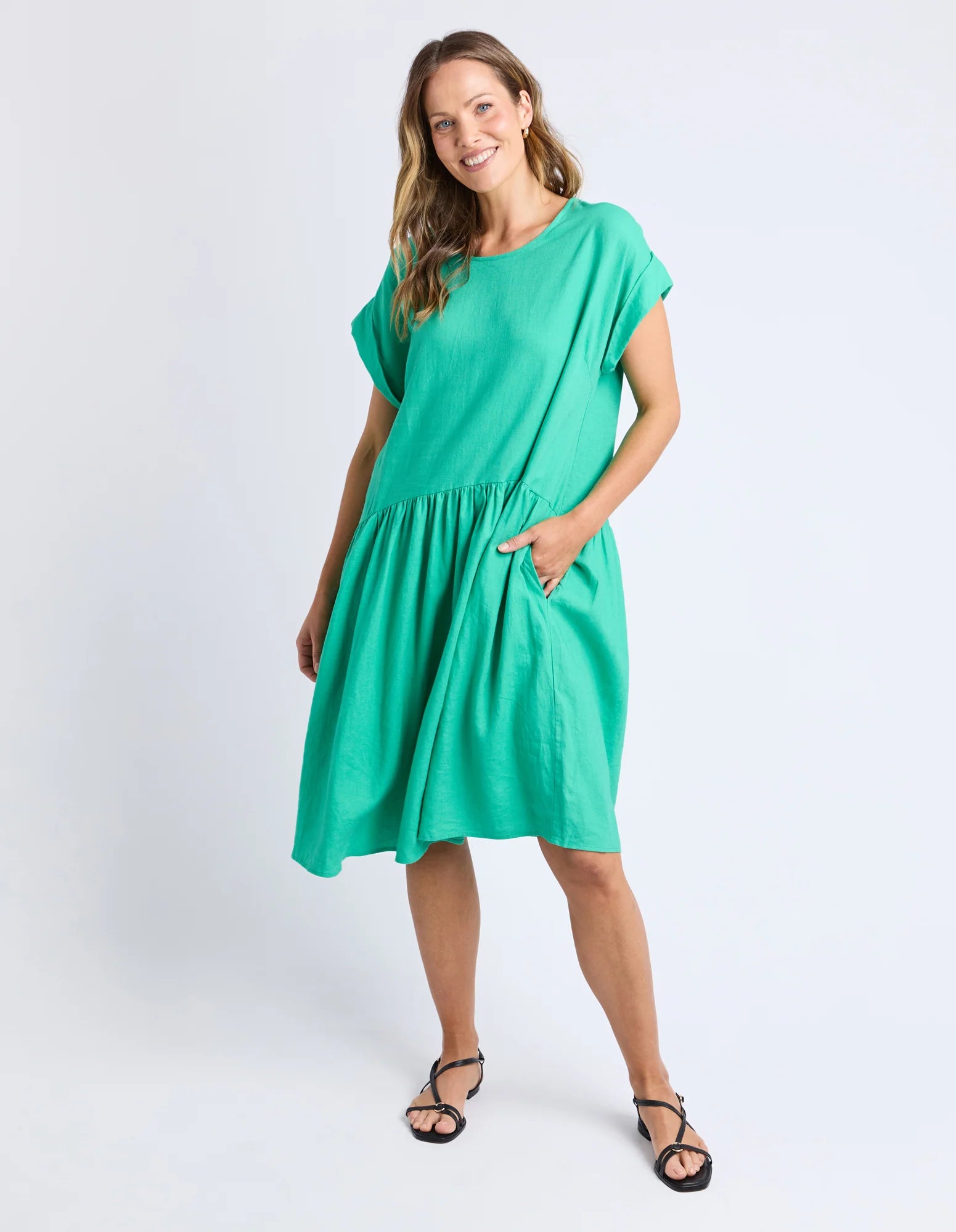 Sunset Hour Solid Dress Gumdrop Green