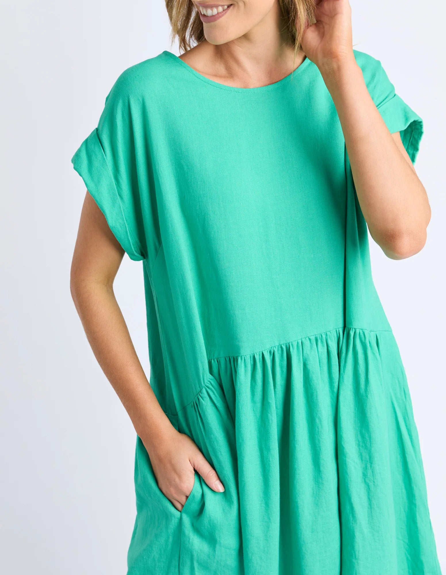 Sunset Hour Solid Dress Gumdrop Green