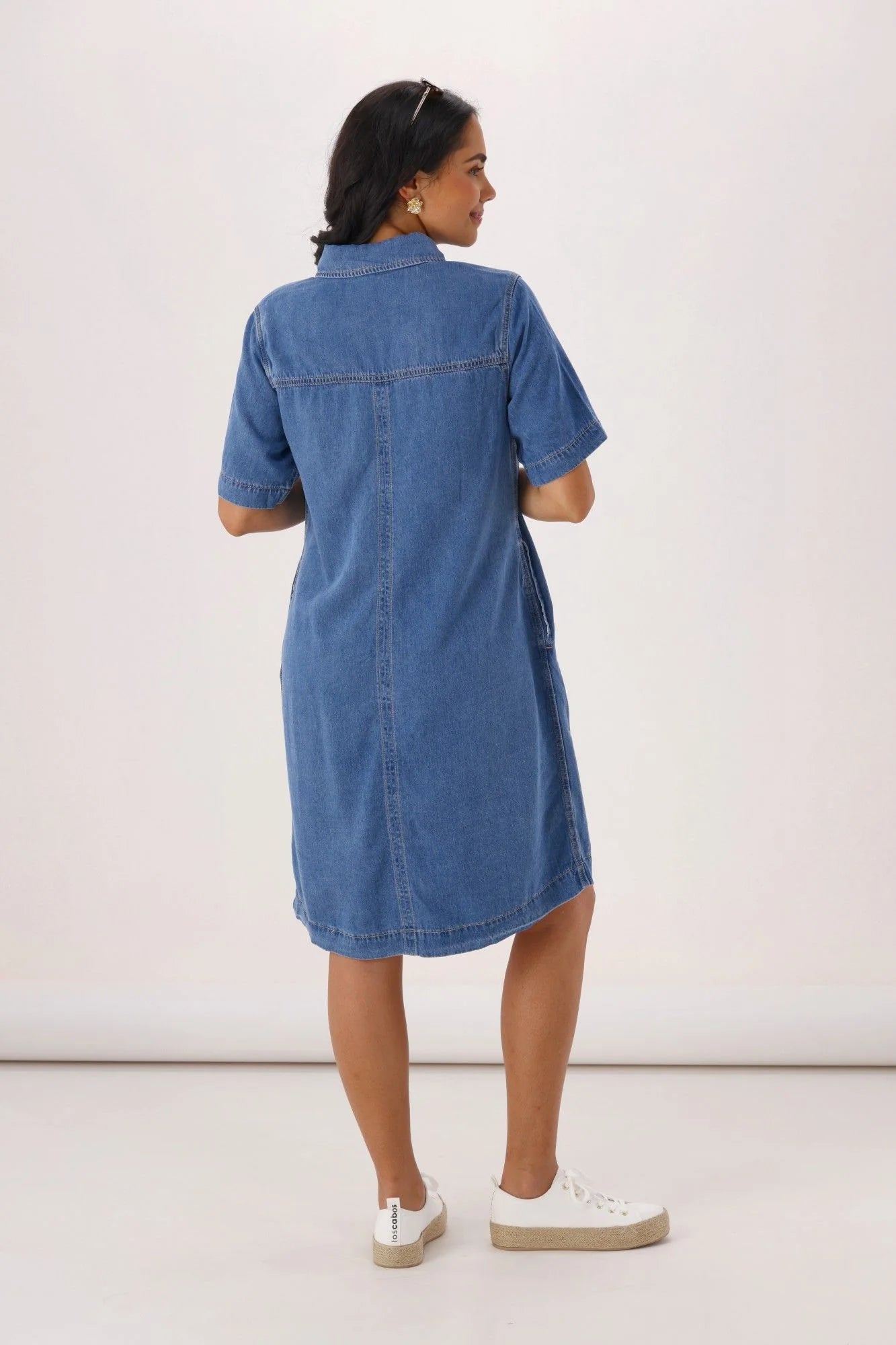 Cora Denim Dress Mid Blue Wash
