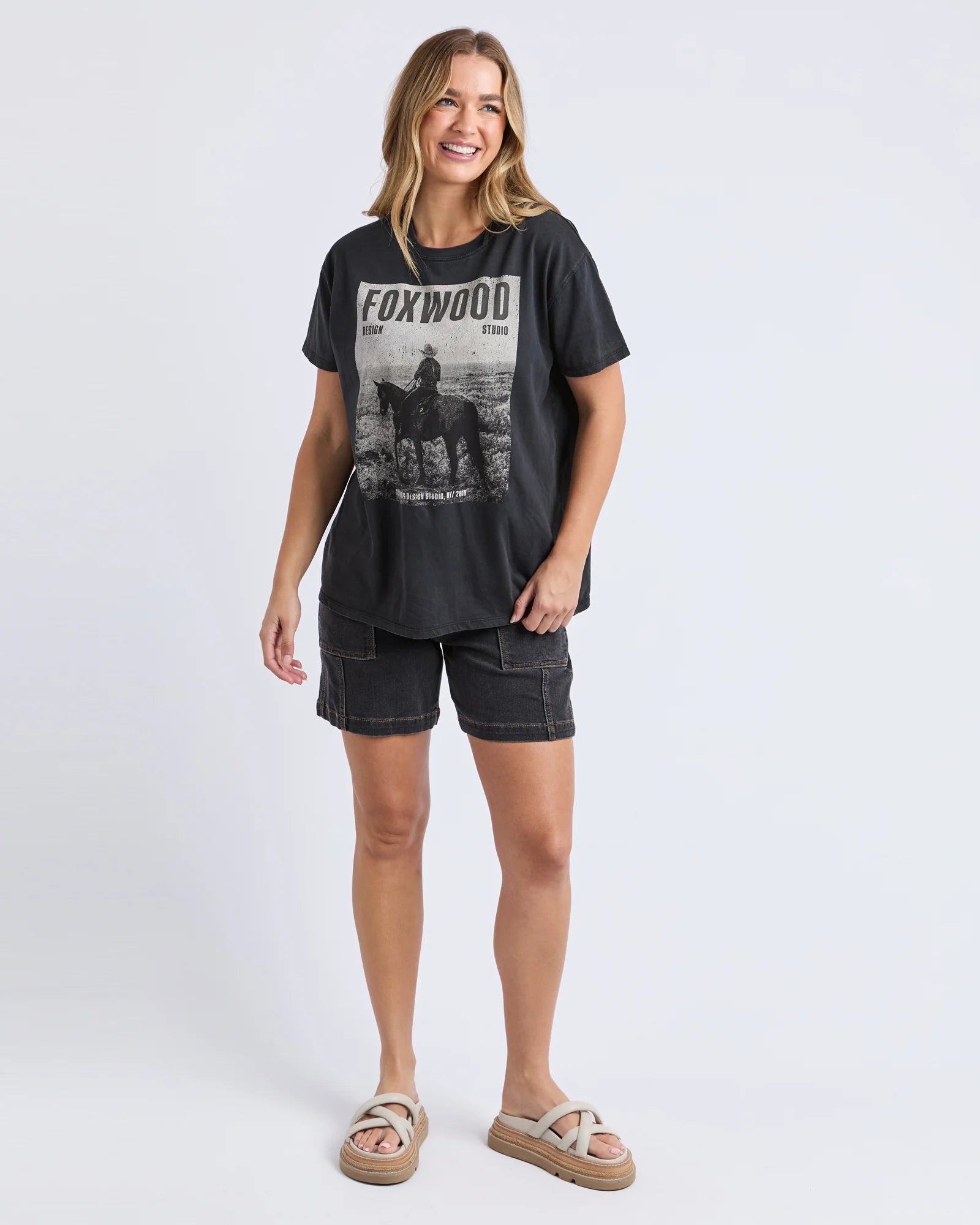 Foxwood Rodeo Tee Washed Black