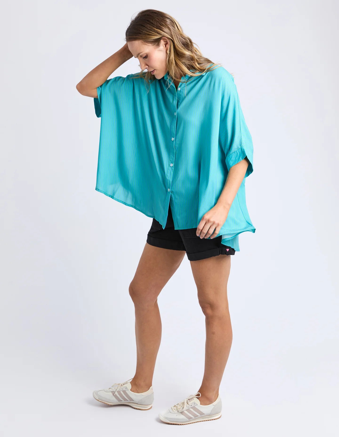 Elm Luna Shirt Gumdrop Green Stripe