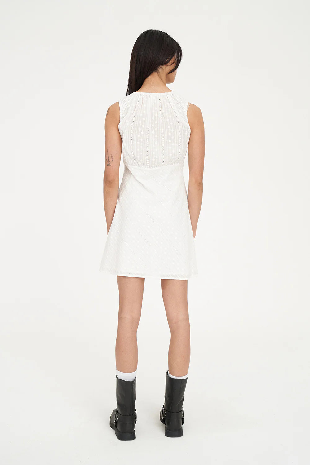 Huffer Broderie Celine Mini Dress Chalk