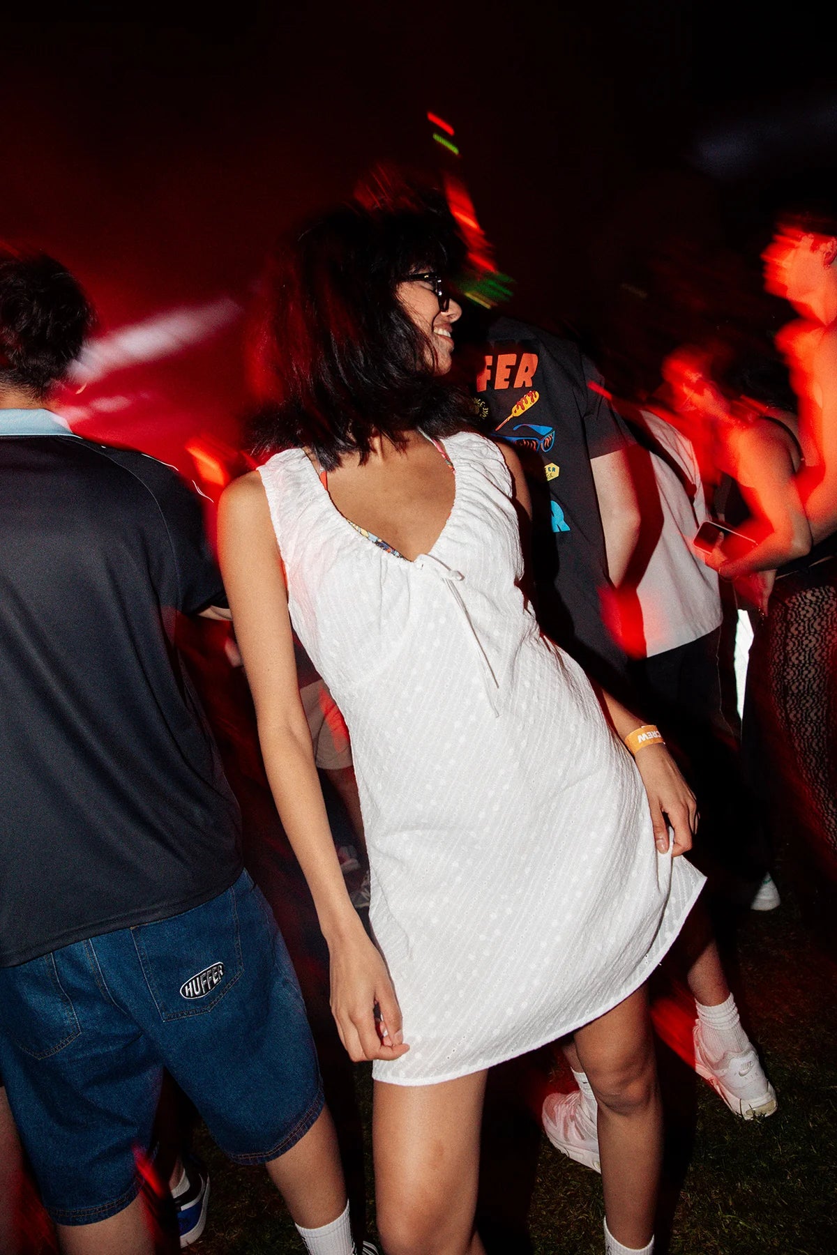 Huffer Broderie Celine Mini Dress Chalk