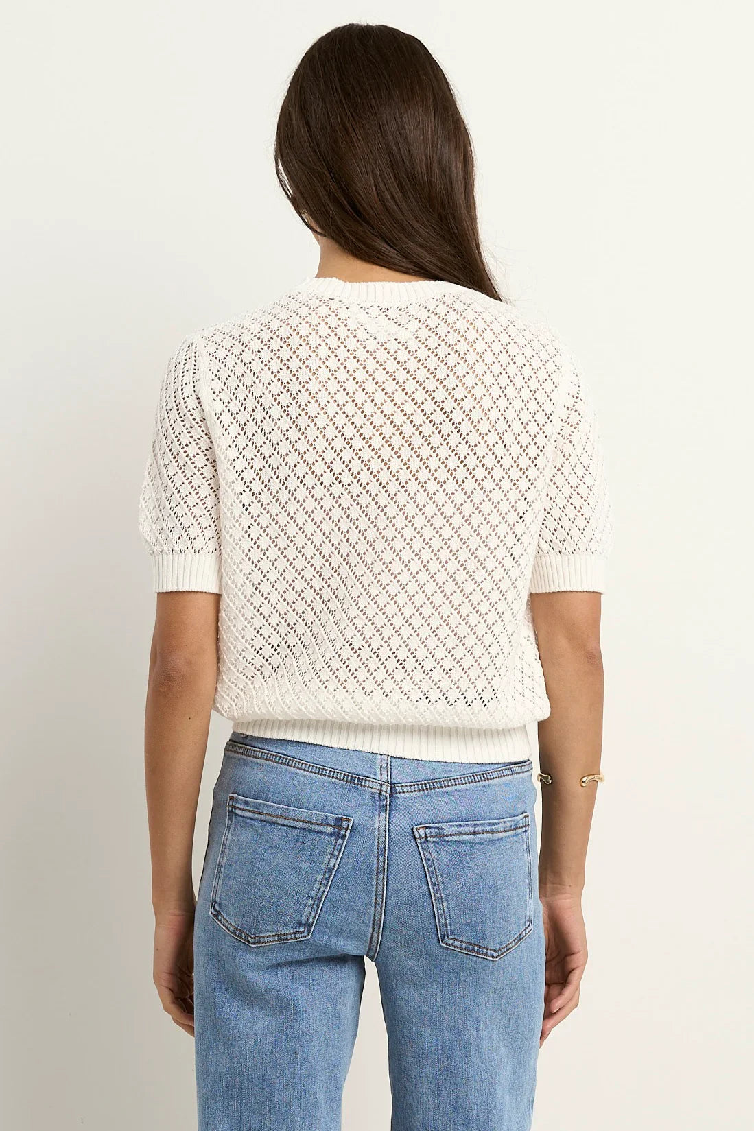 Ivy + Jack Dapple Ivory Boxy Knit Lac Tee Ivory