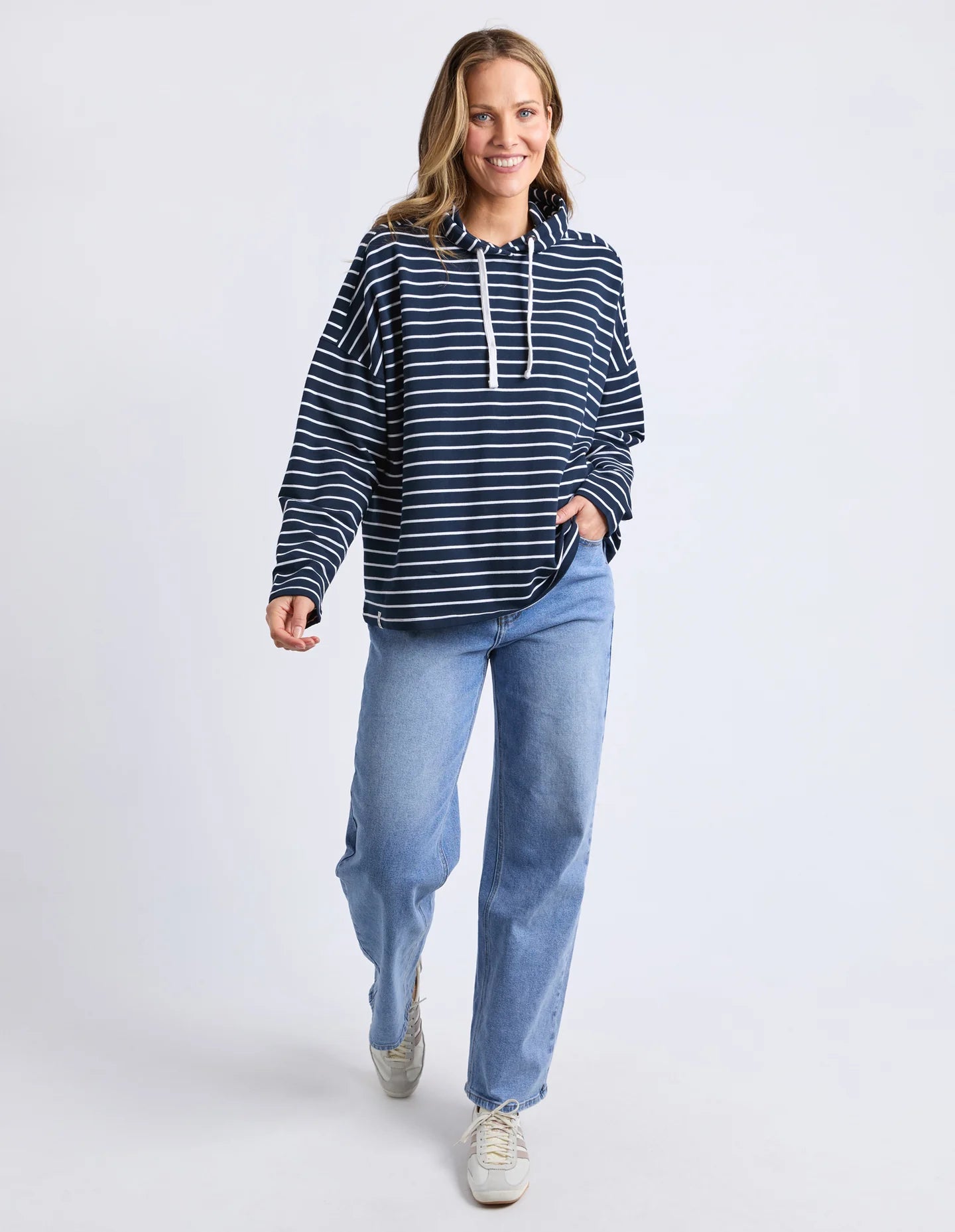 Elm Rhea Hoodie - Navy/White Stripe