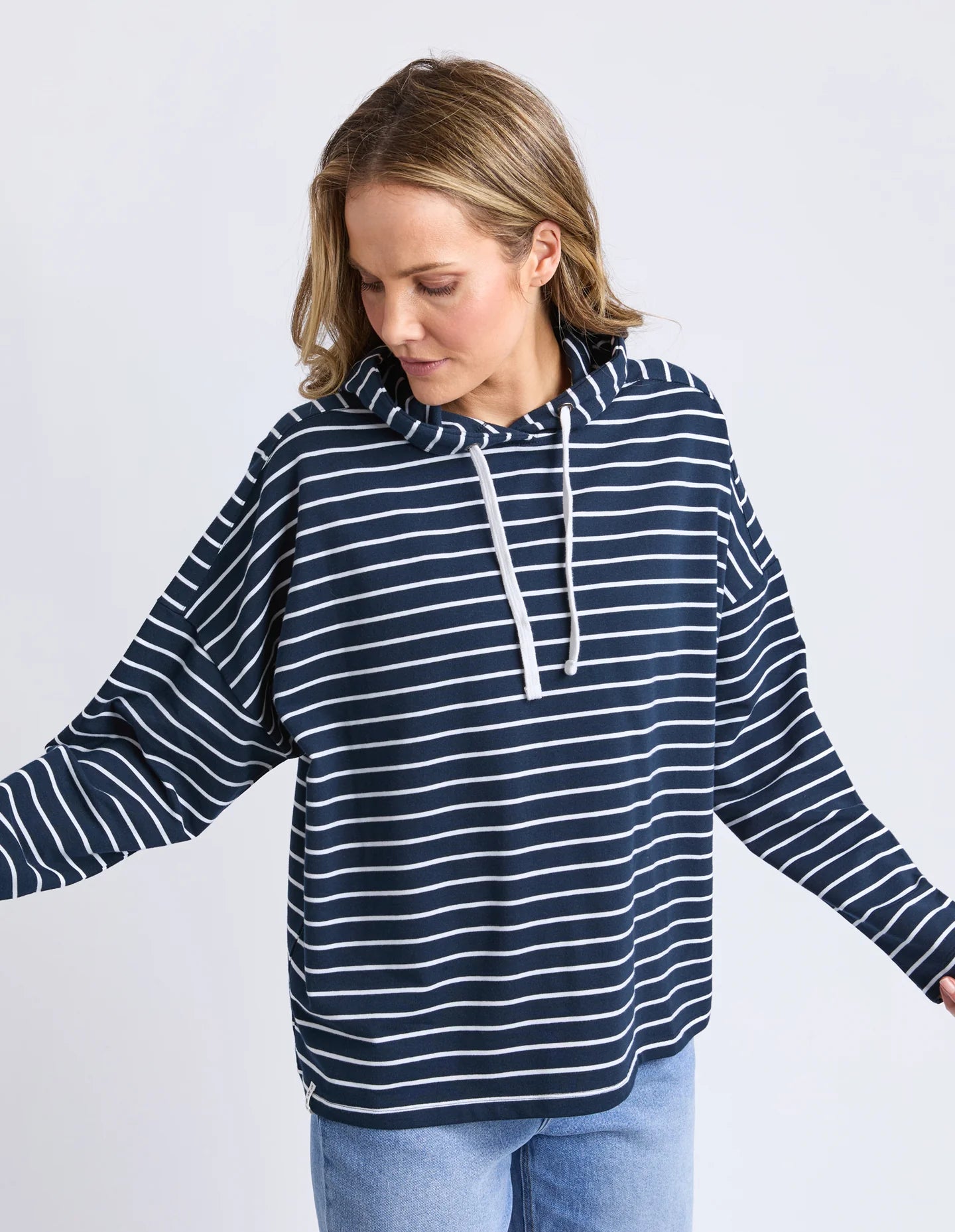 Elm Rhea Hoodie - Navy/White Stripe