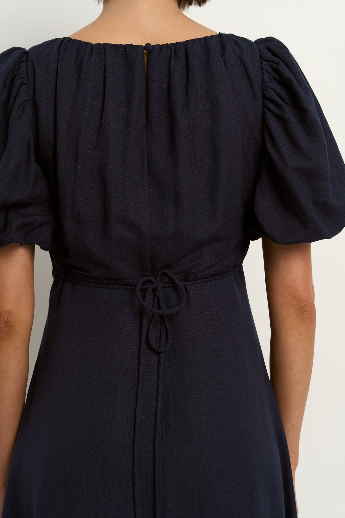 Stories Be Told Chorus Navy Puff Sleeve Scoop Neck Floaty Maxi Dress