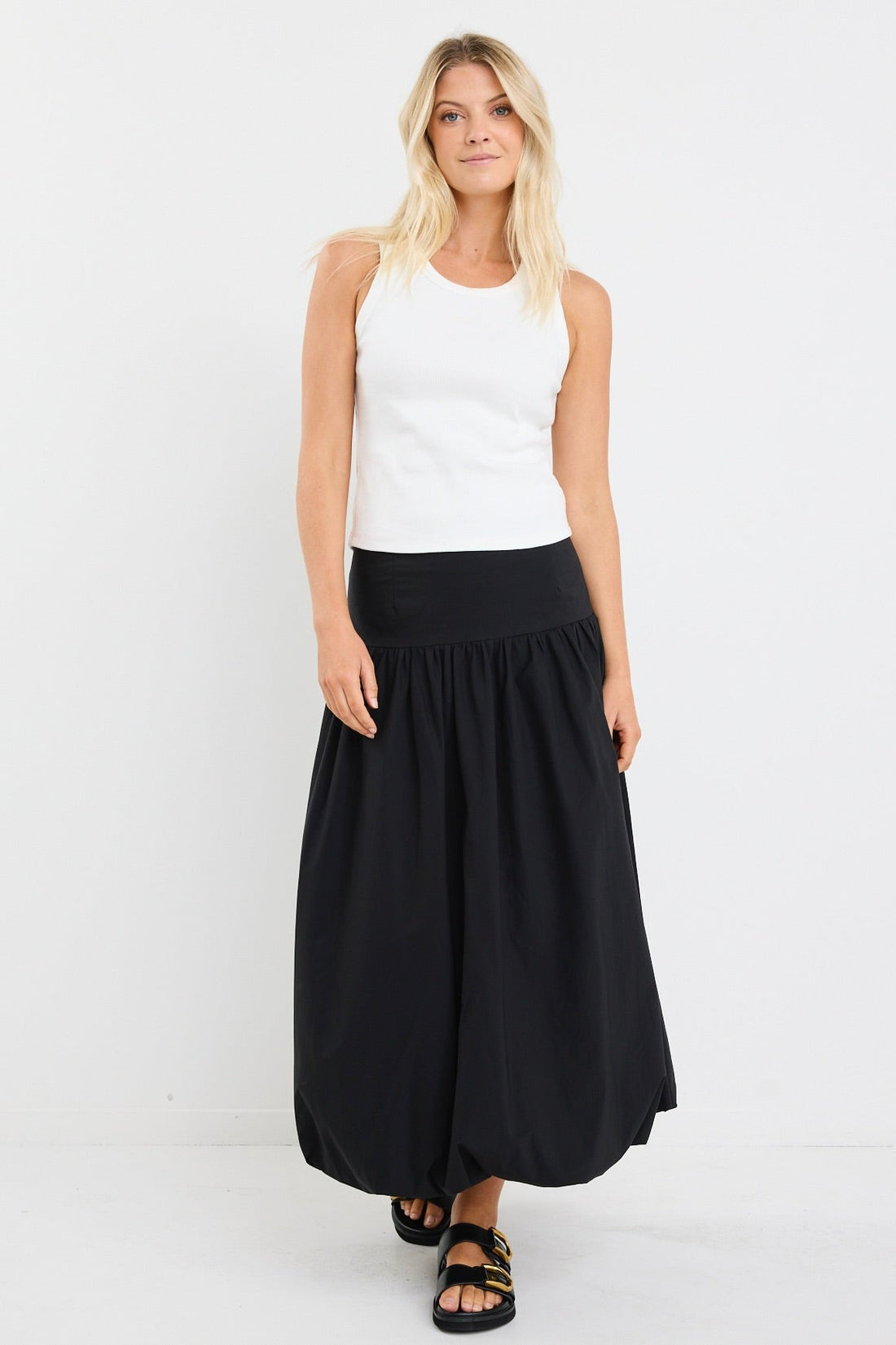 Stories Be Told Intensity Black Bubble Midi Skirt
