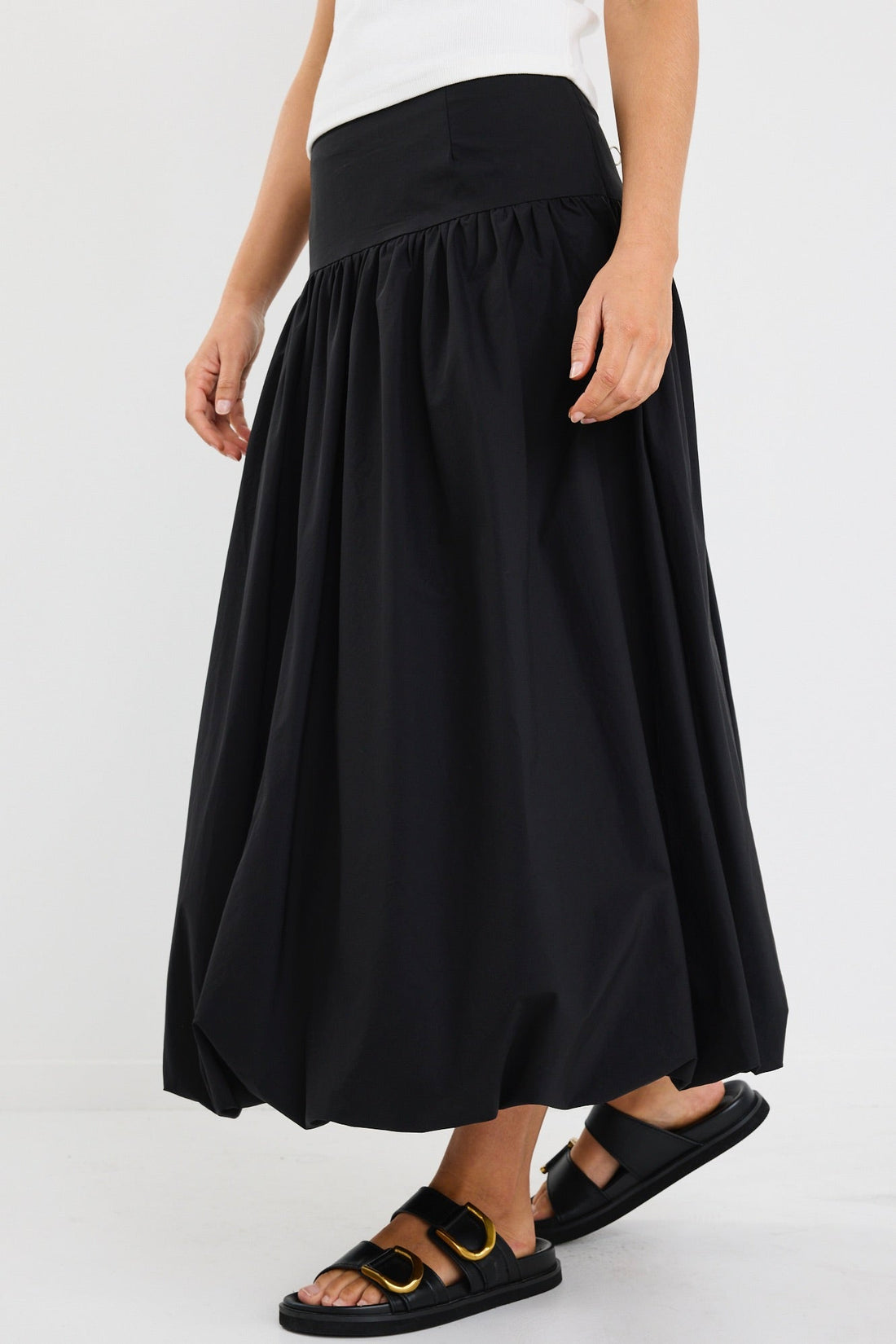 Stories Be Told Intensity Black Bubble Midi Skirt