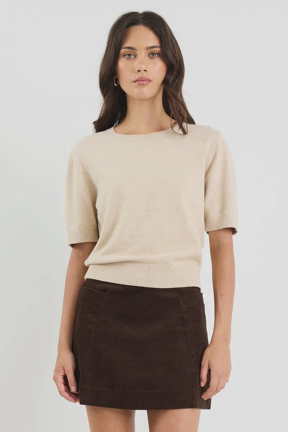 Ivy + Jack Topic Champagne Cashmere Blend Soft Knit Tee