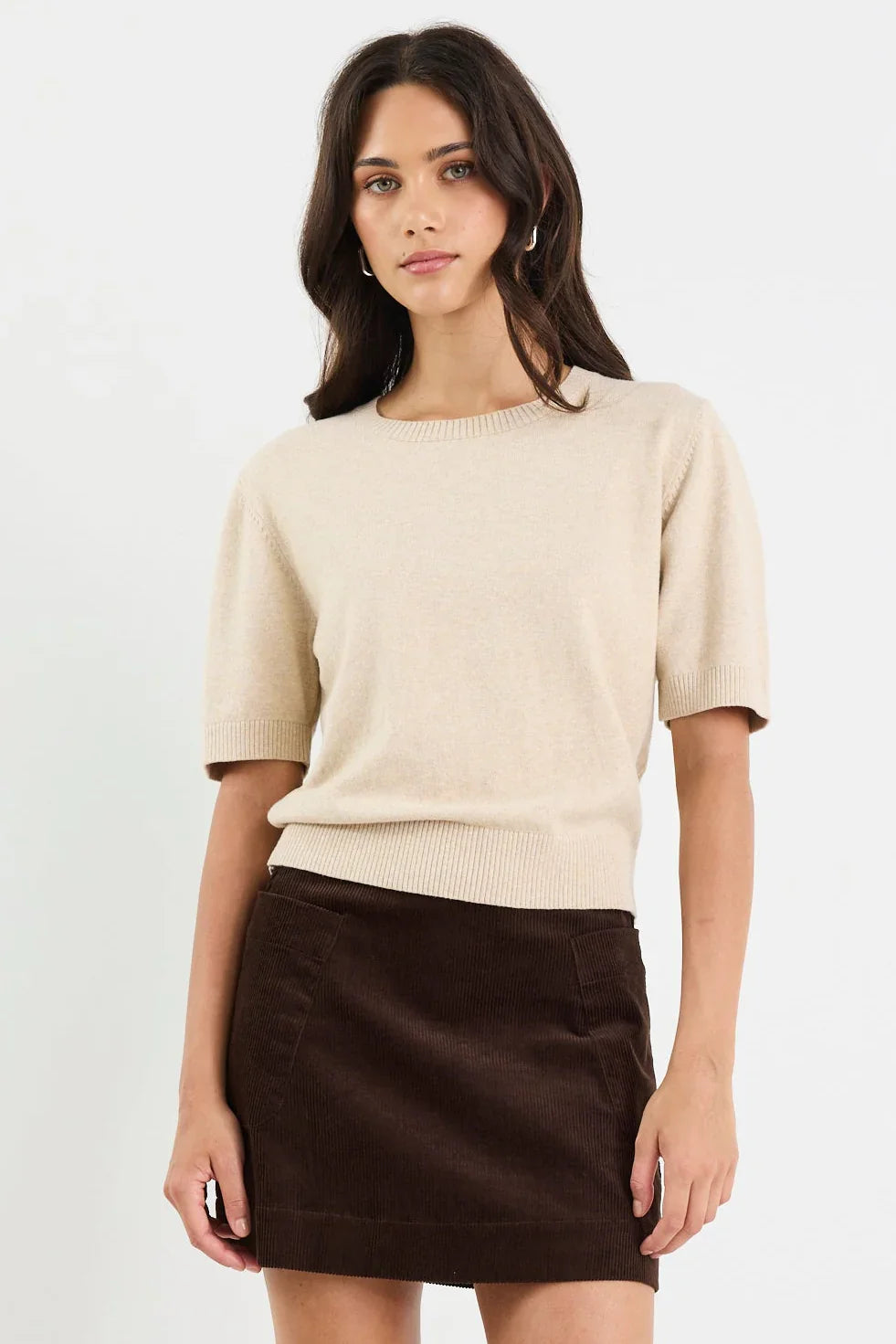 Ivy + Jack Topic Champagne Cashmere Blend Soft Knit Tee
