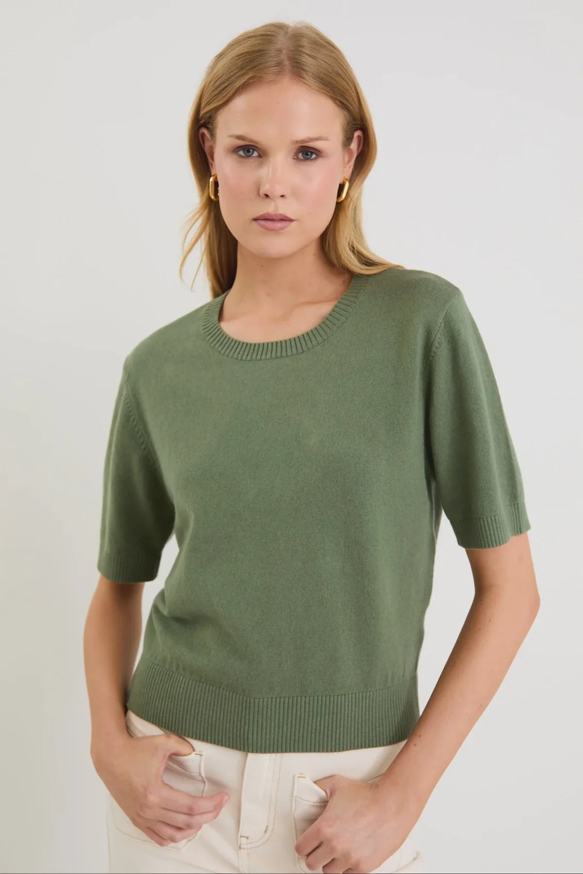 Ivy + Jack Topic Khaki Cashmere Blend Soft Knit Tee