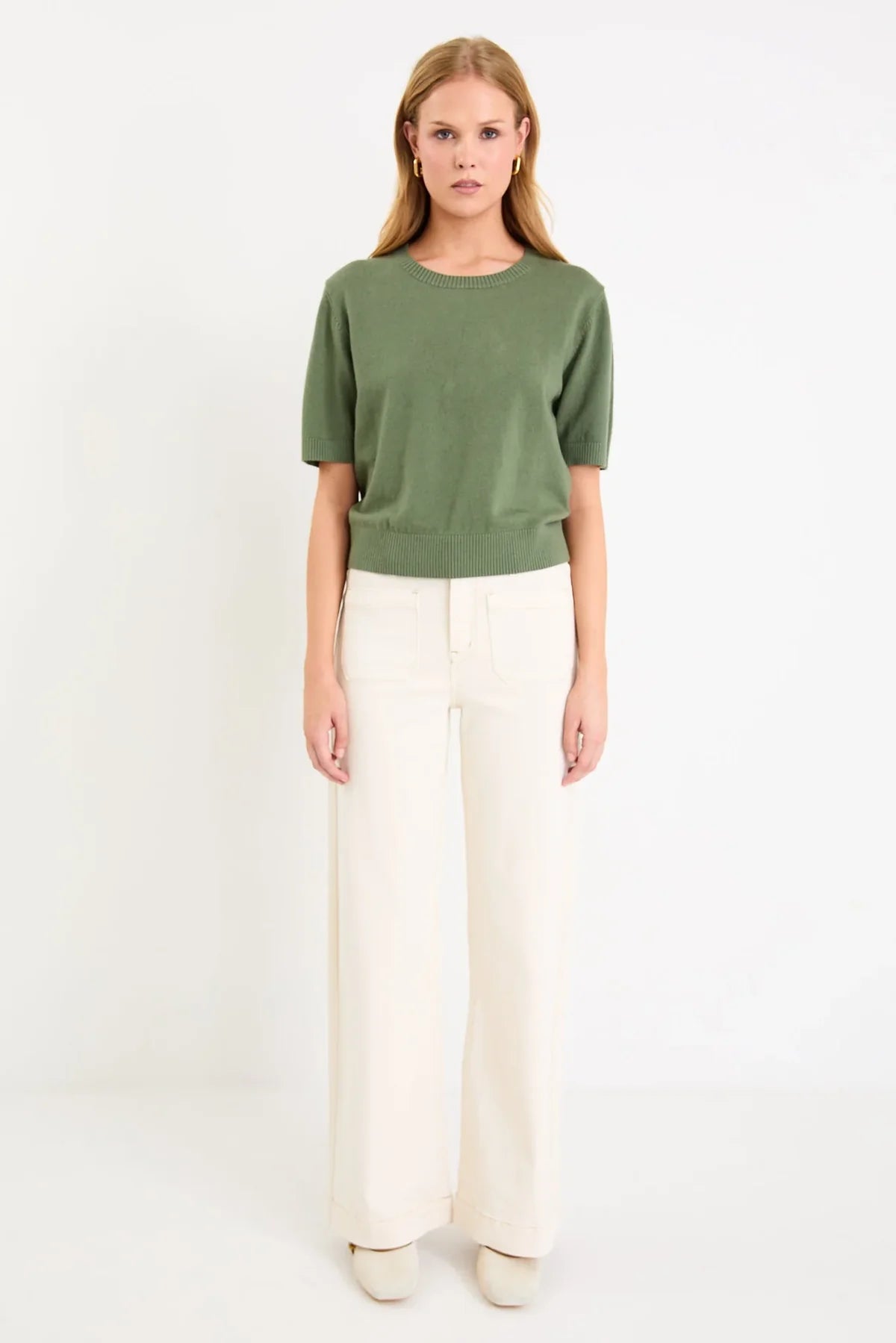 Ivy + Jack Topic Khaki Cashmere Blend Soft Knit Tee