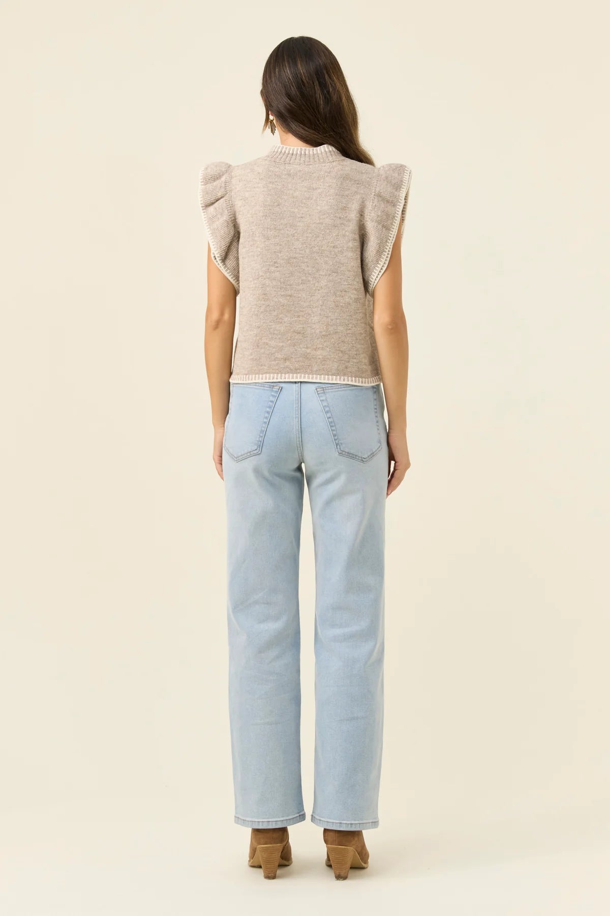 Isle Of Mine Athena Frill Knit Top Stone