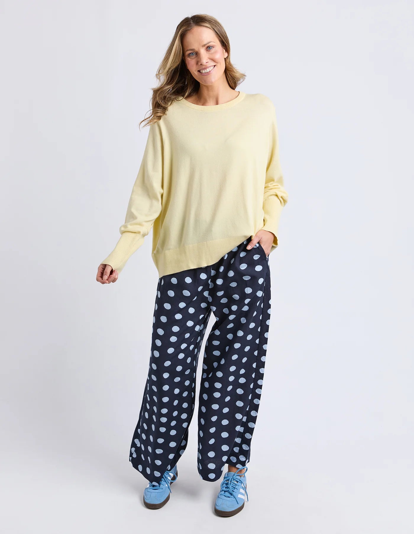 Elm Sunny Long Sleeve Knit Top Pale Banana