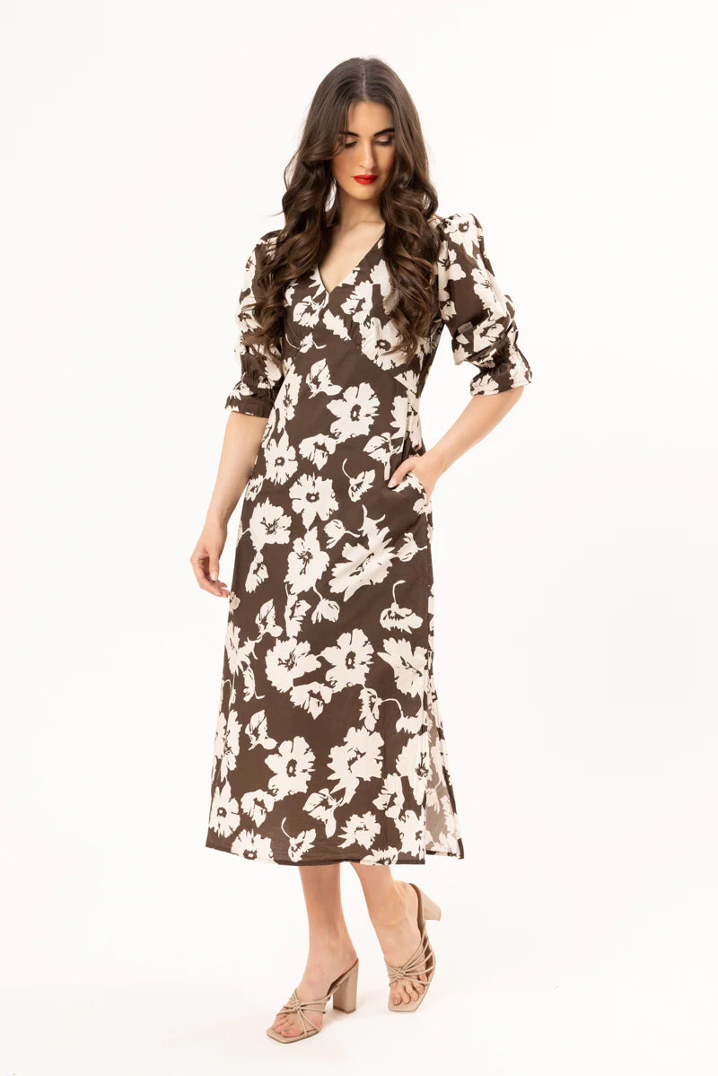 Seeking Lola Inviting Dress Mocha Bloom