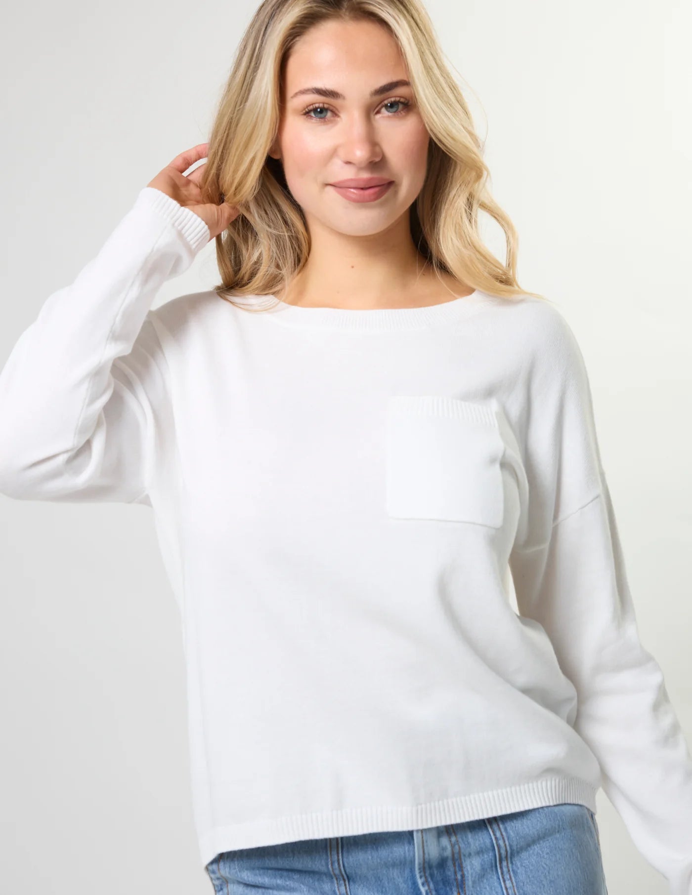 Stella + Gemma Street Pocket Jumper White
