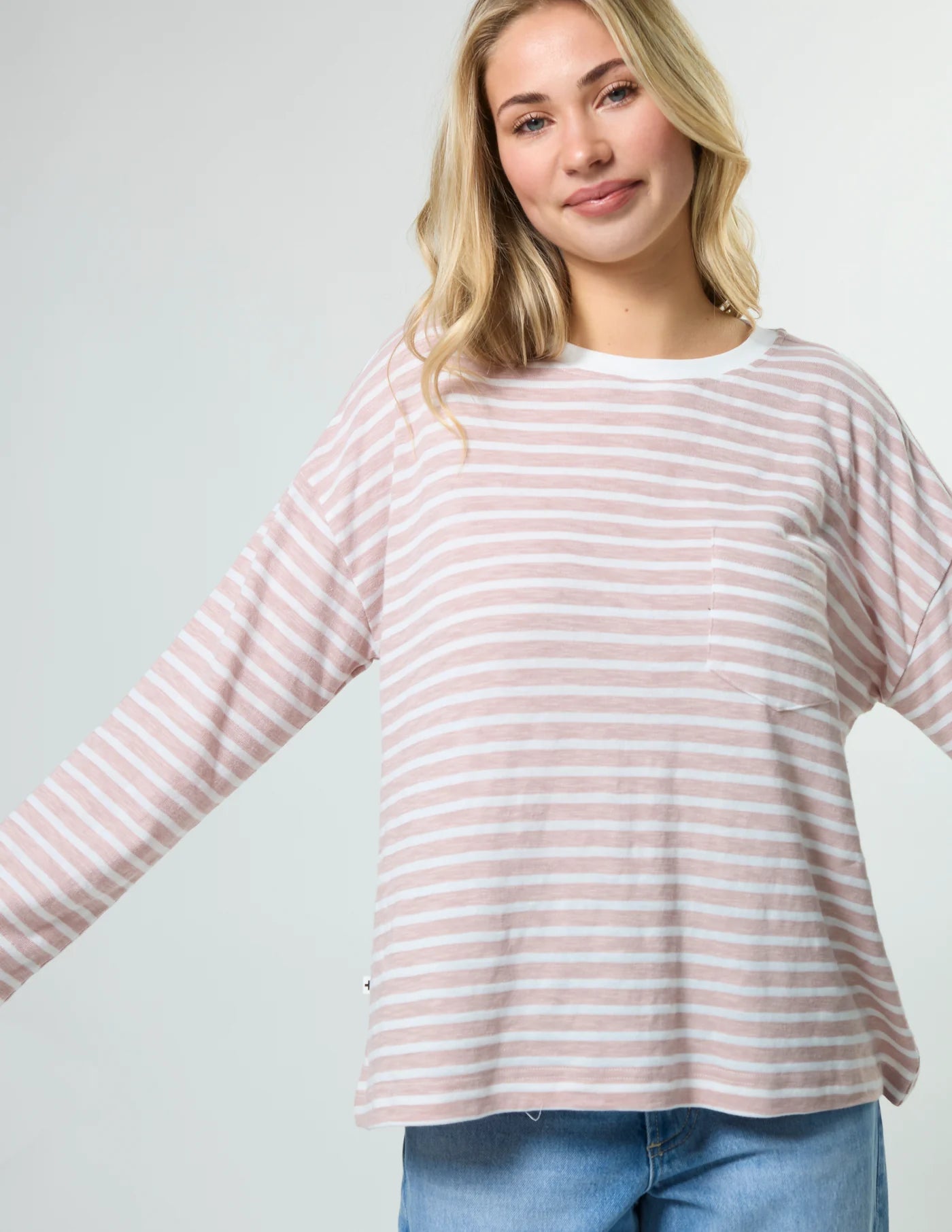 Stella + Gemma Drop Shoulder Tee Petal Stripe