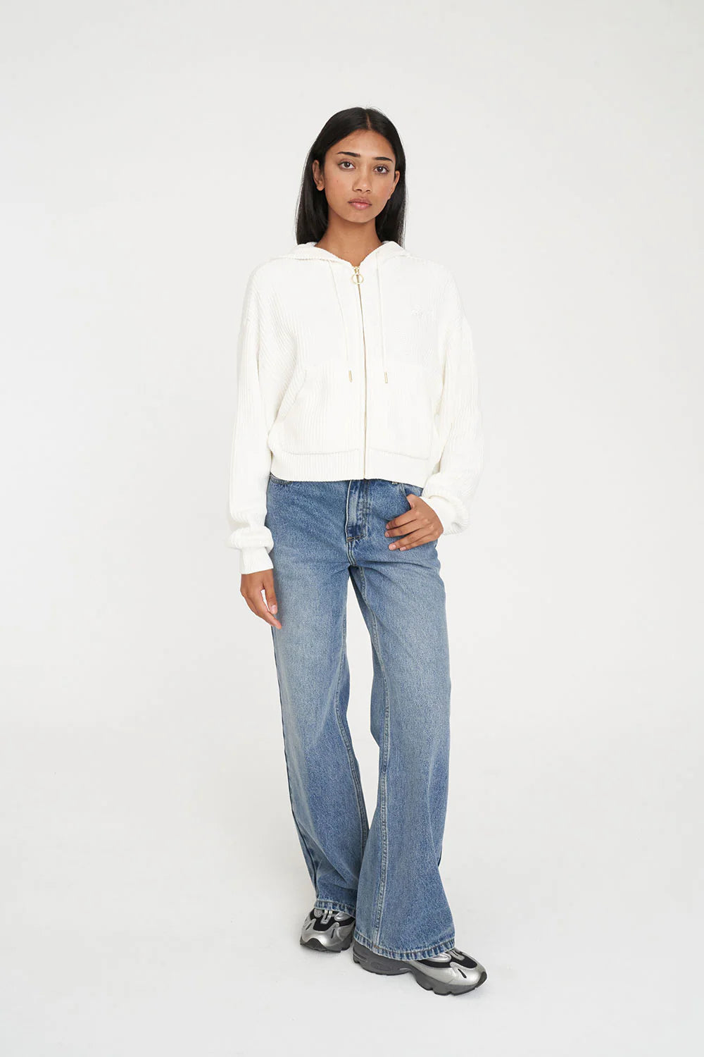 Huffer Signature Knit Hood Chalk￼