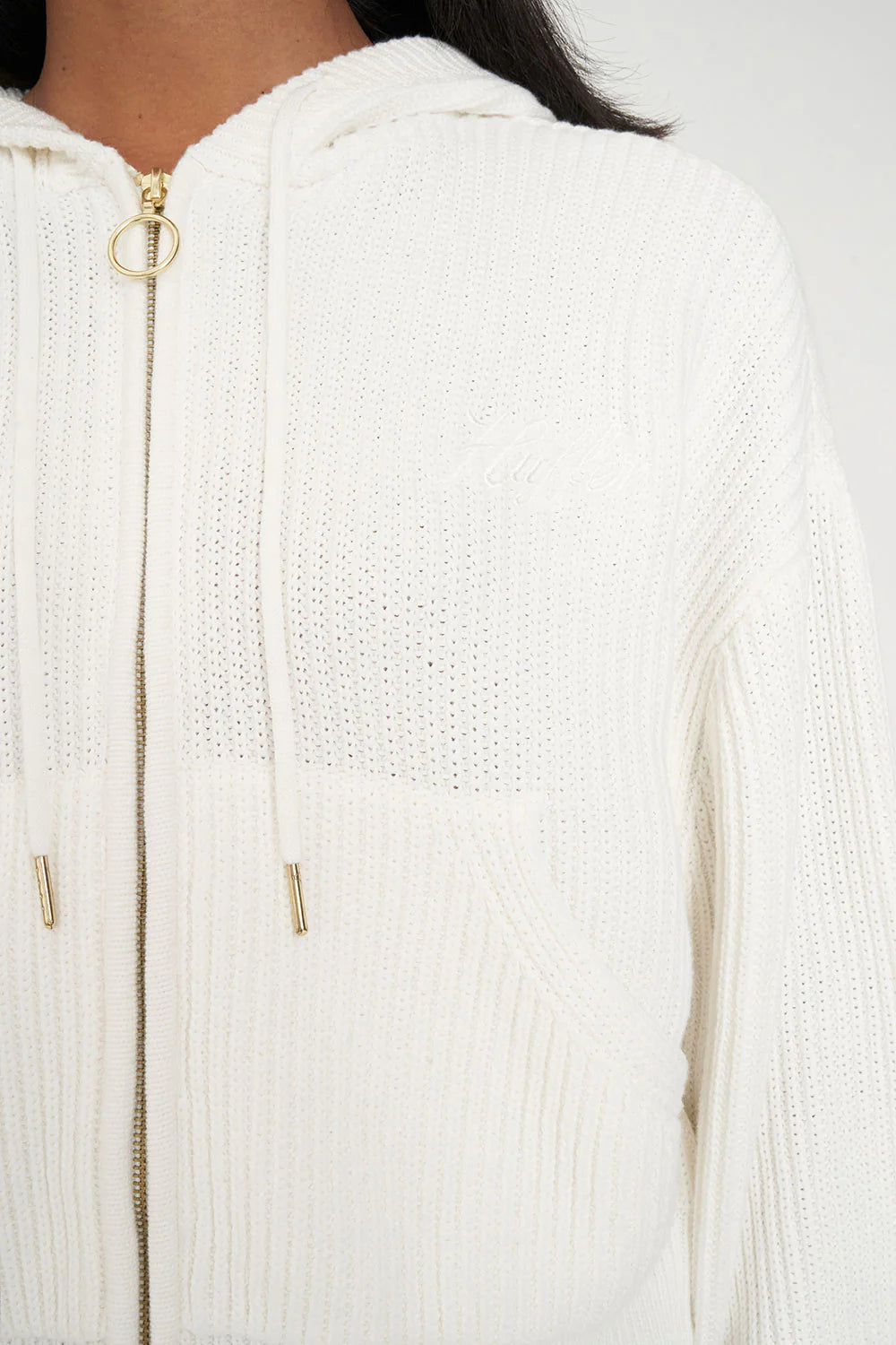 Huffer Signature Knit Hood Chalk￼