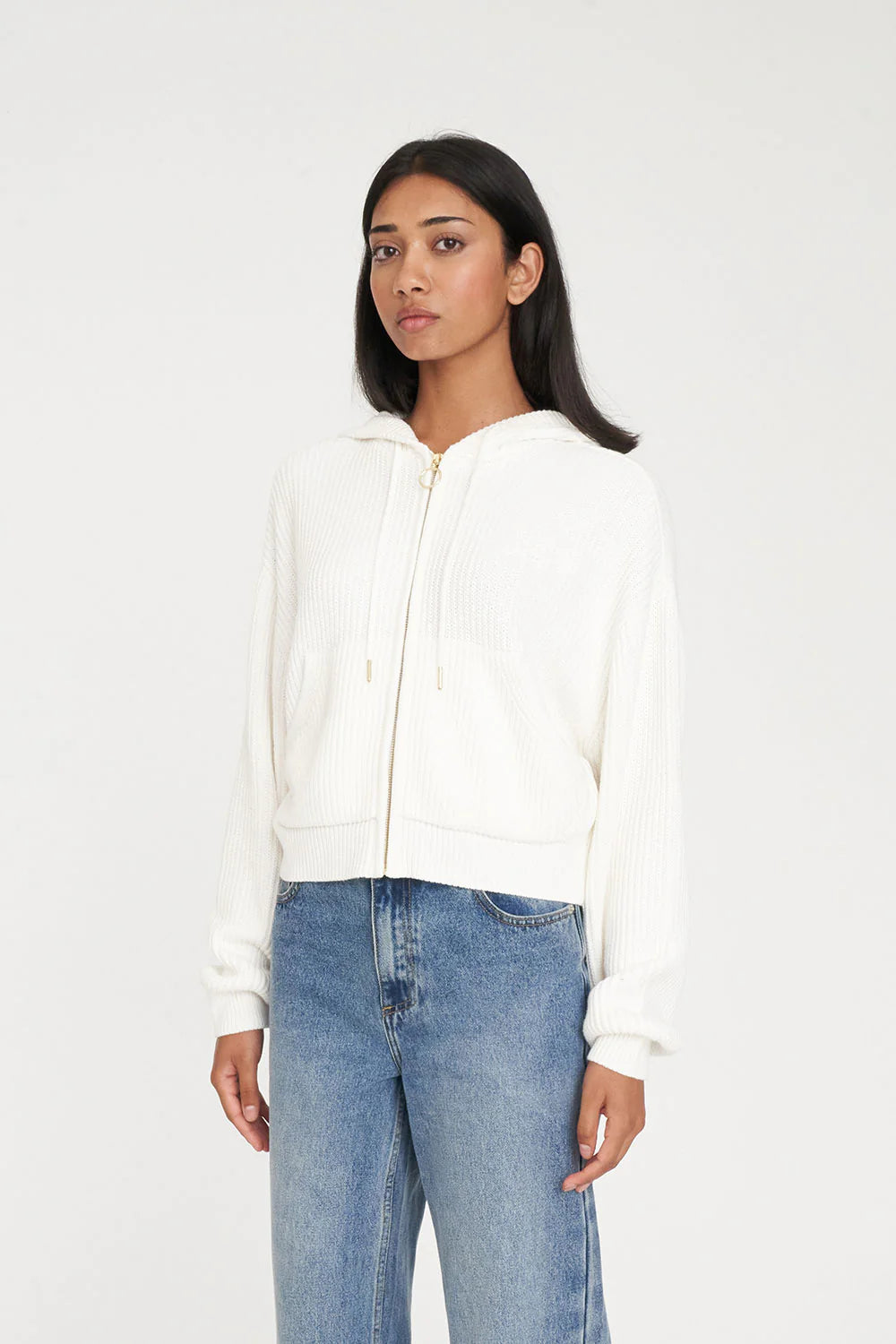 Huffer Signature Knit Hood Chalk￼