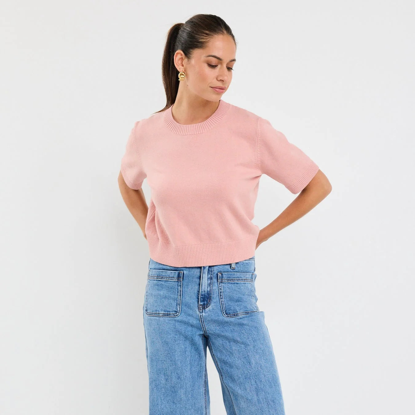 Topic Blush Cashmere Blend Soft Knit Tee