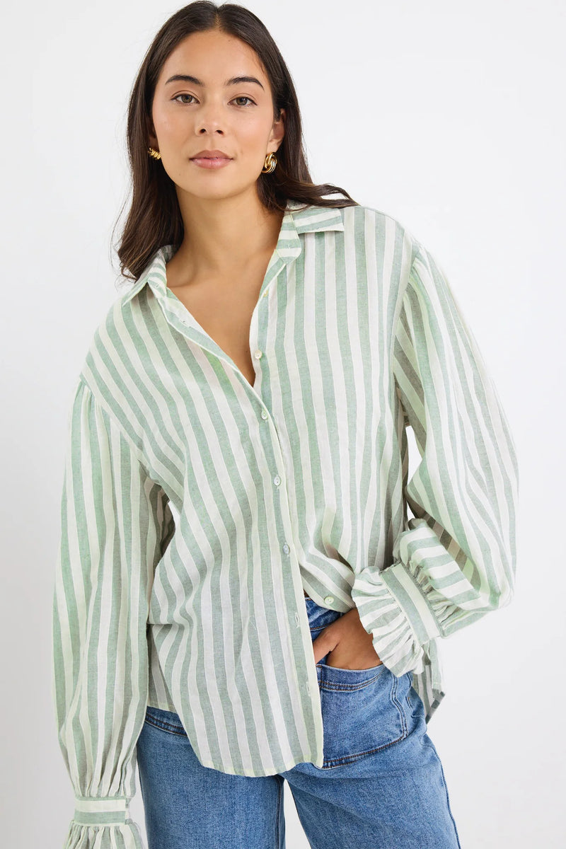 Connection Moss Stripe Drop Shoulder Long Sleeve Shirt
