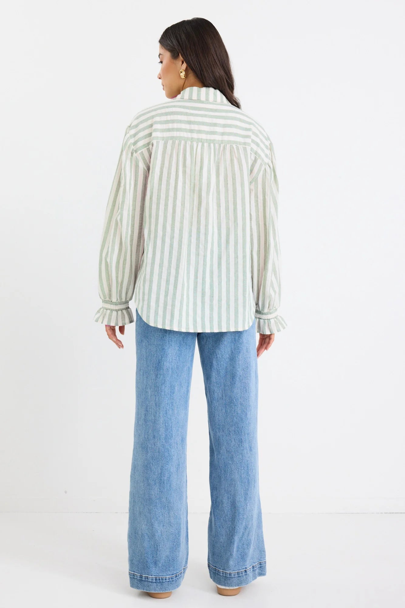 Connection Moss Stripe Drop Shoulder Long Sleeve Shirt