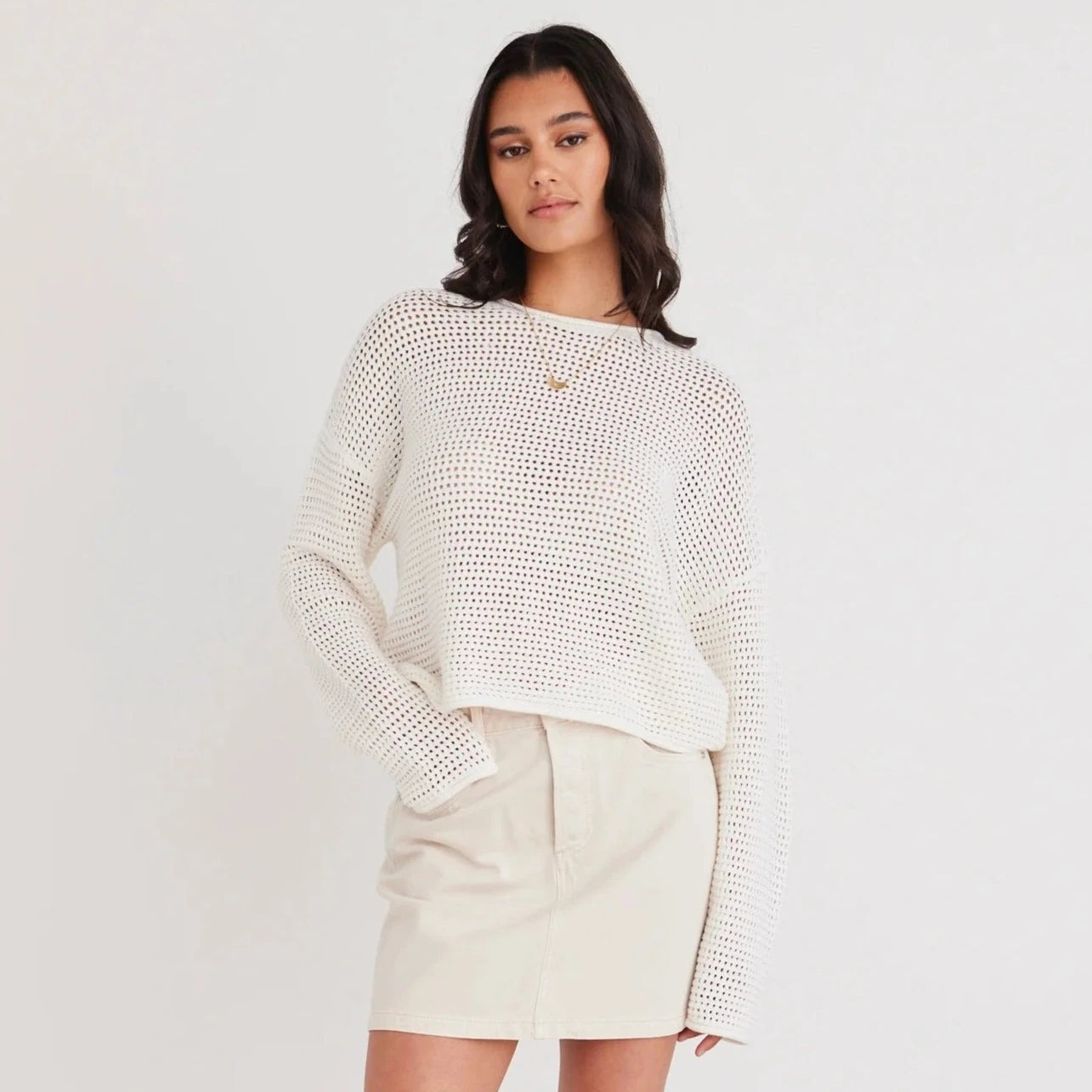Dawn Ivory Crochet Knit Jumper