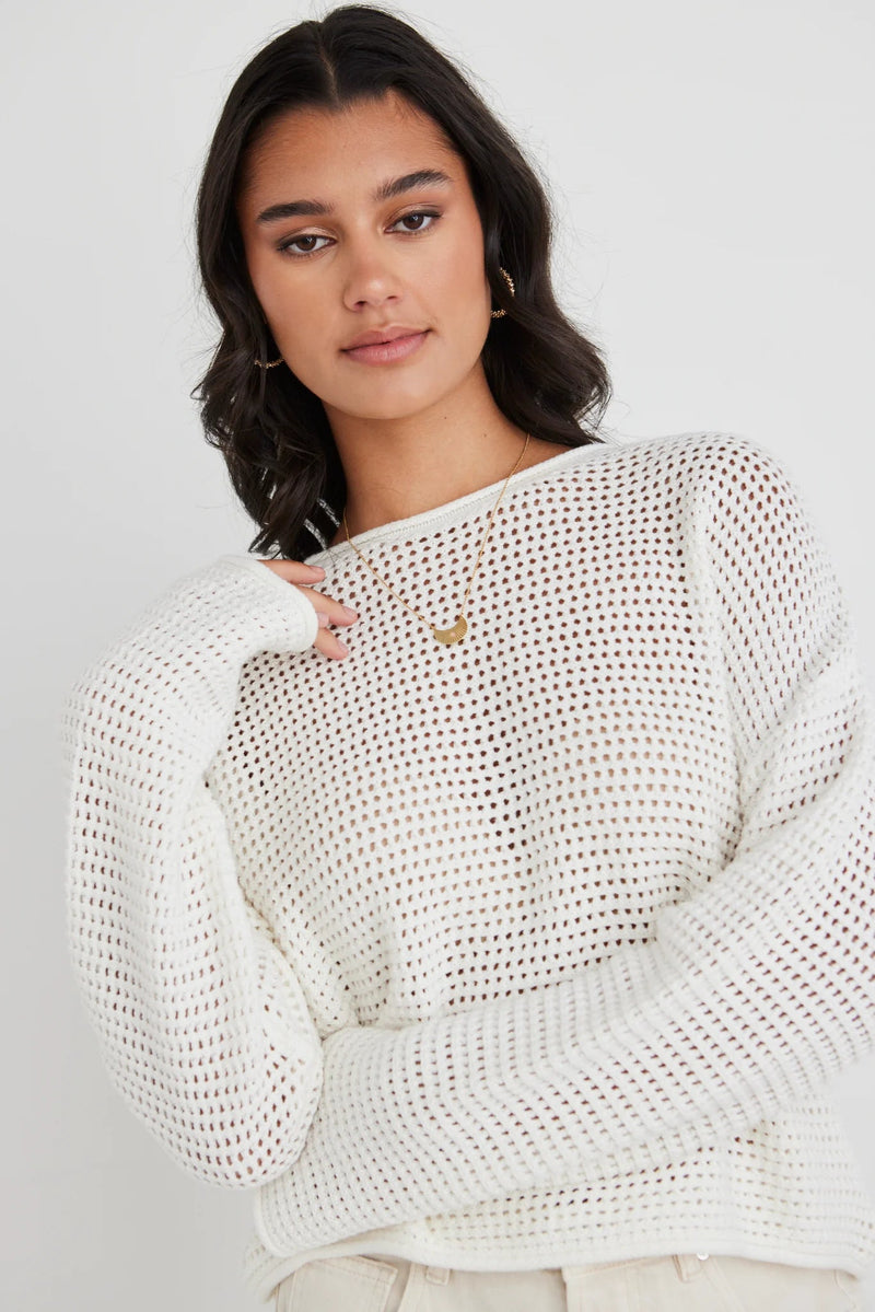 Dawn Ivory Crochet Knit Jumper