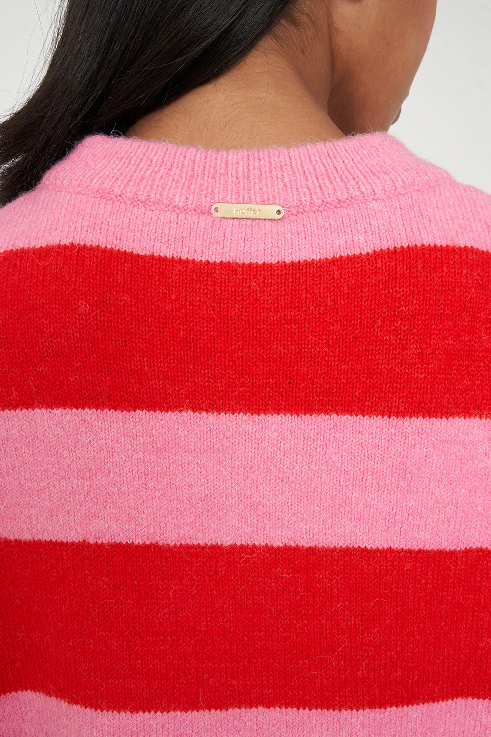 Huffer Kenzie Stripe Knit Crew Pink/Red