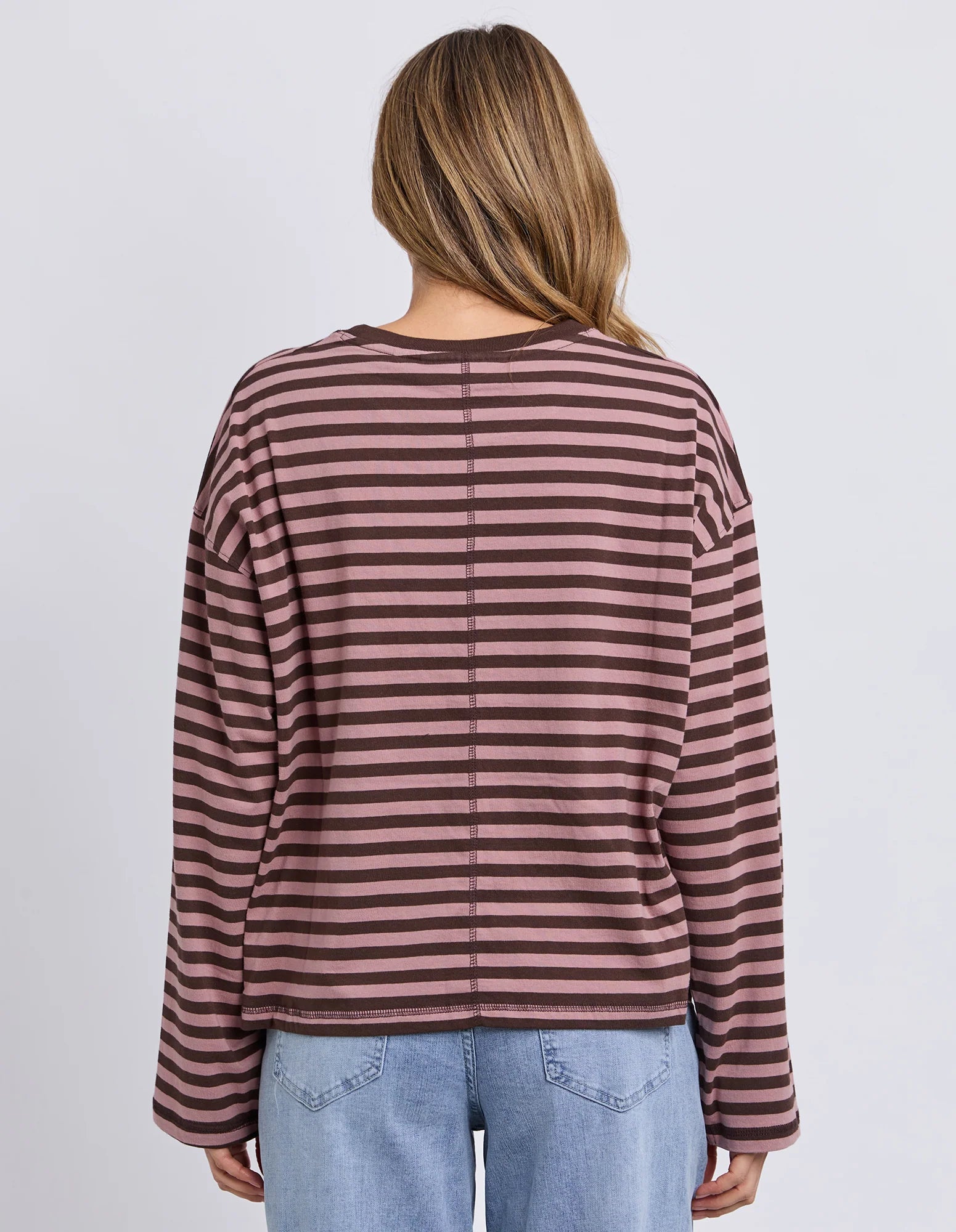 Foxwood Lola Stripe Long Sleeve Coffee/Dusty Rose