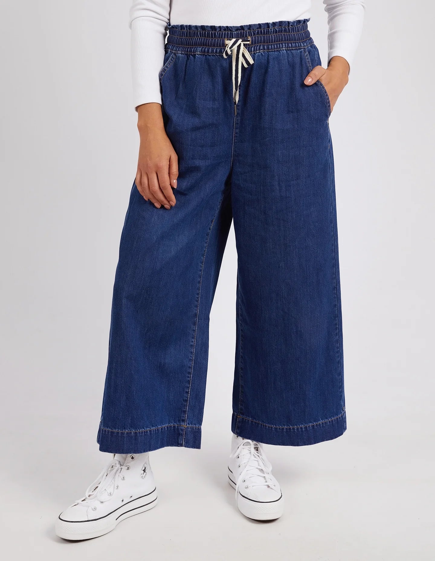 Elm Greta Wide Leg Pant Dark Blue Wash