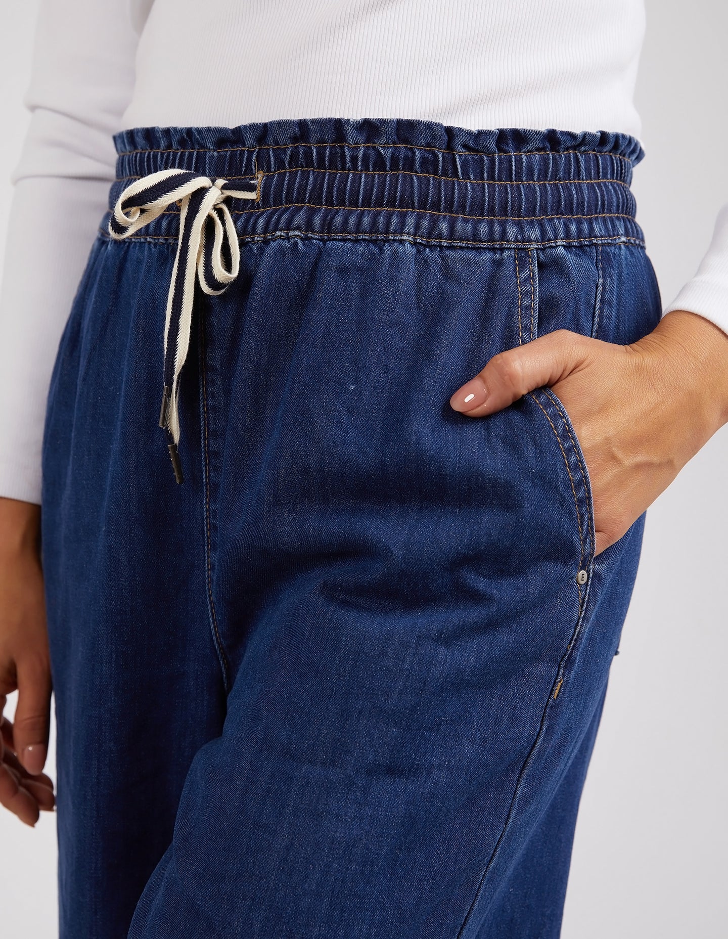 Elm Greta Wide Leg Pant Dark Blue Wash
