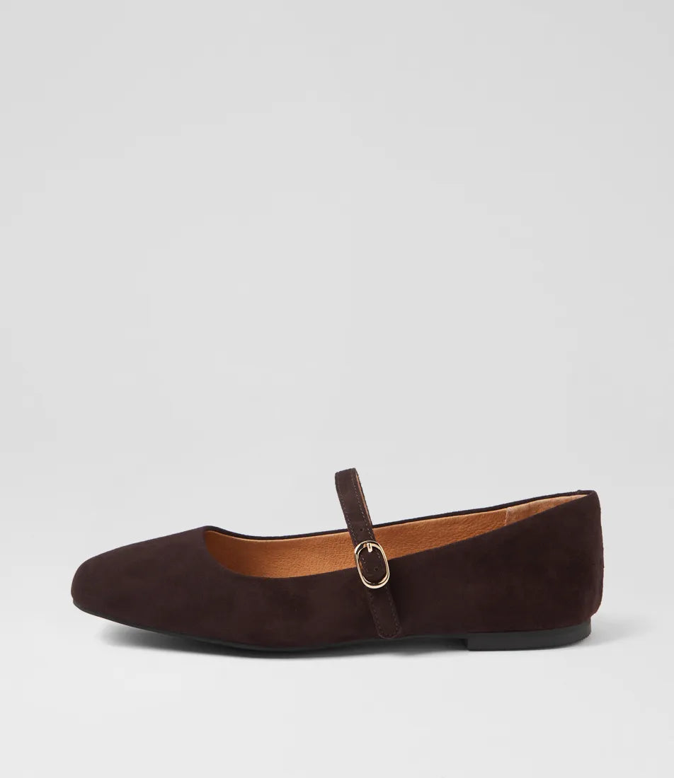 Mollini Tokena Dark Choc Suede Slides