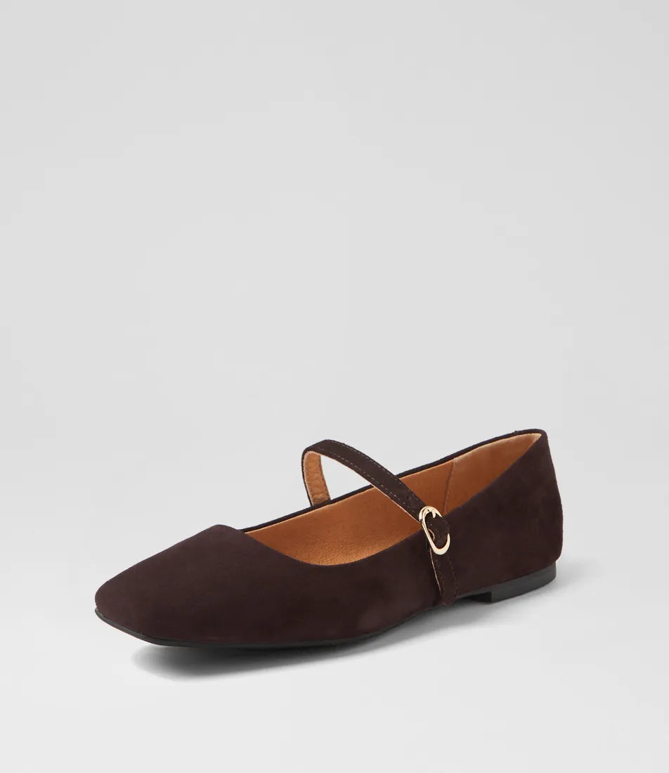 Mollini Tokena Dark Choc Suede Slides