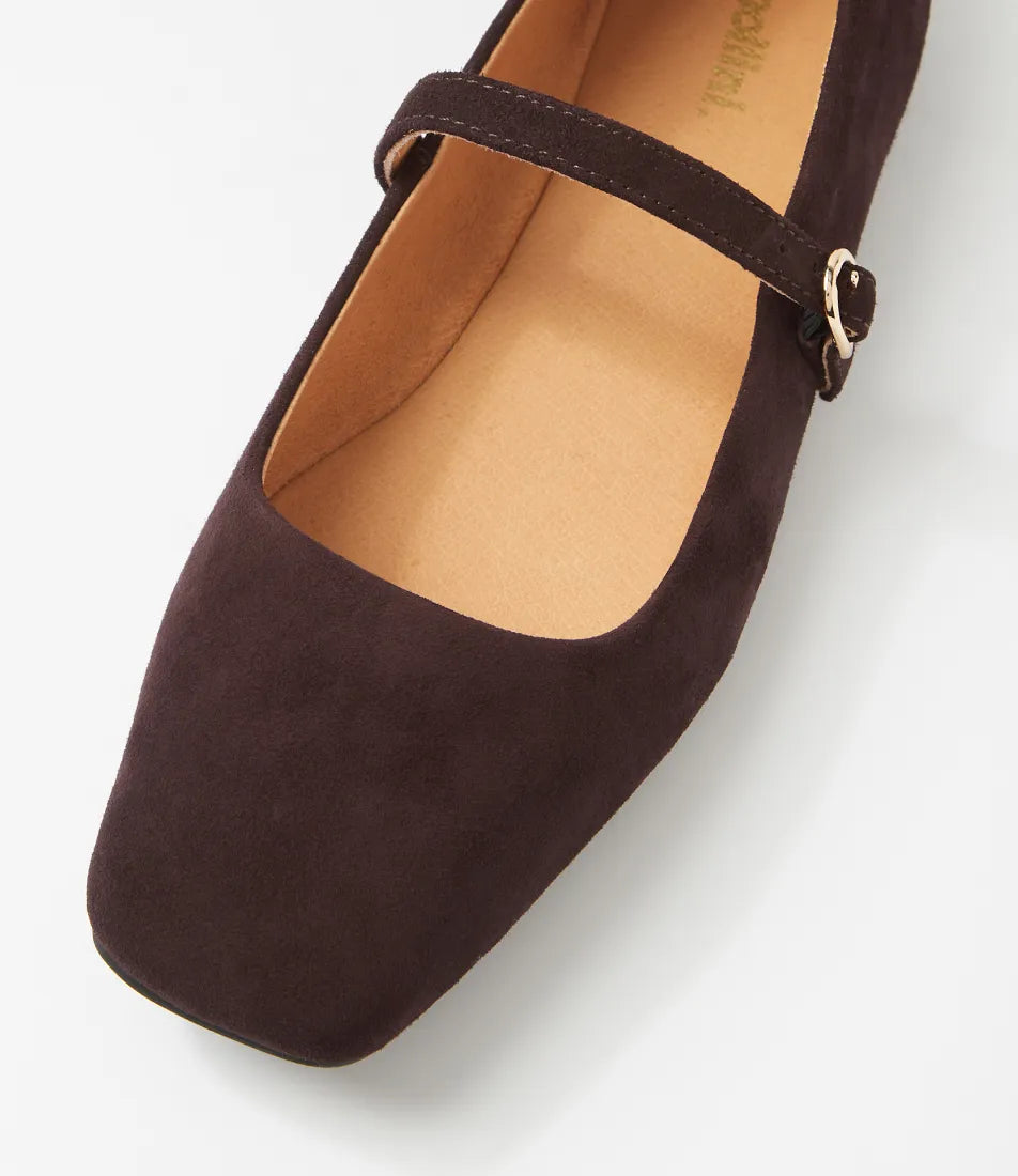 Mollini Tokena Dark Choc Suede Slides