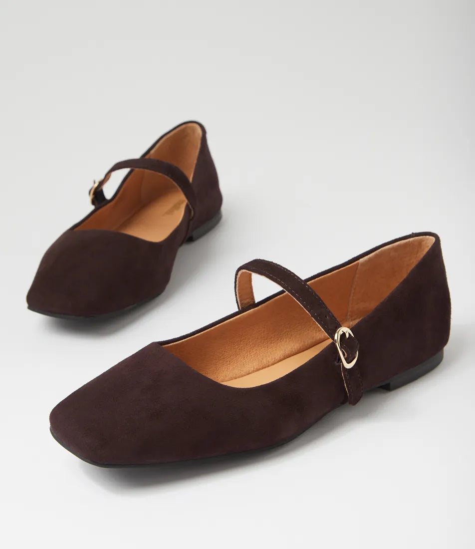 Mollini Tokena Dark Choc Suede Slides