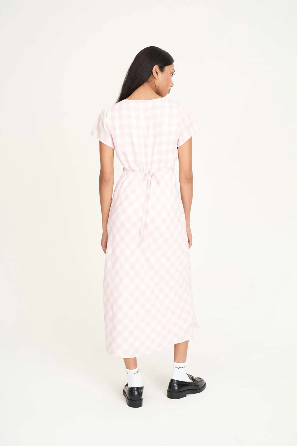 Celine Tie Back Midi Dress Pink/Chalk