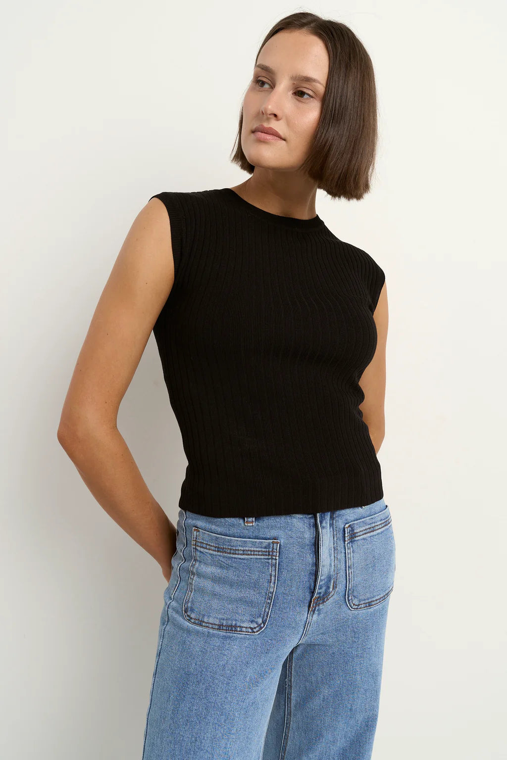 Subject Black Rib Knit Tank