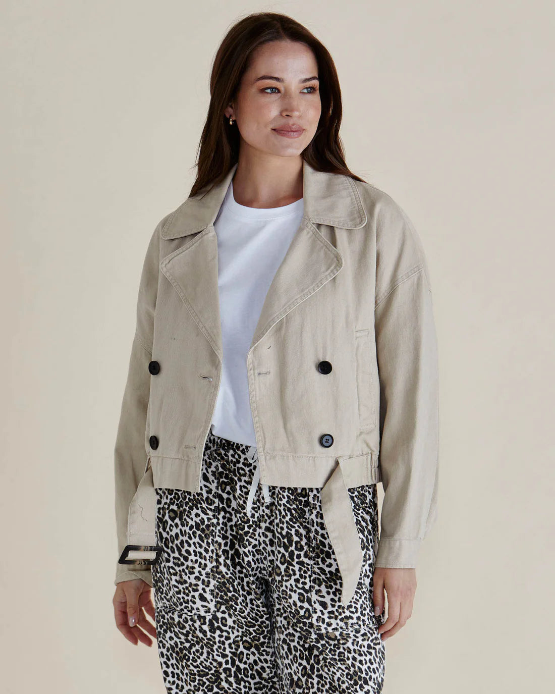 Adaline Crop Trench Coat Beige Neutral