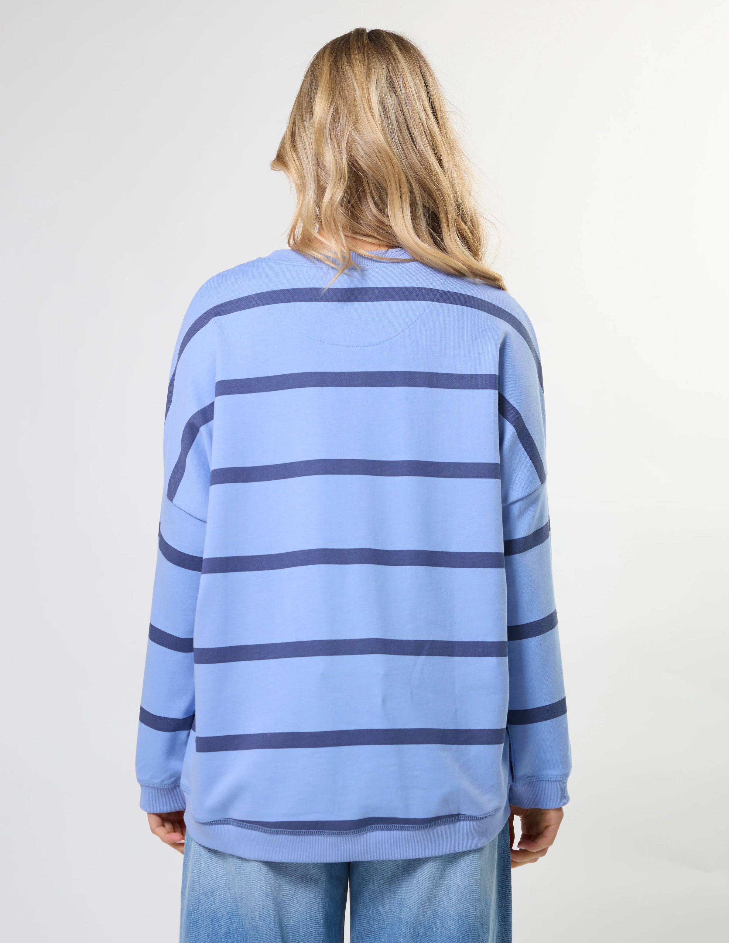 Newport Relaxed Crew Cornflower Baby Cross Stripe
