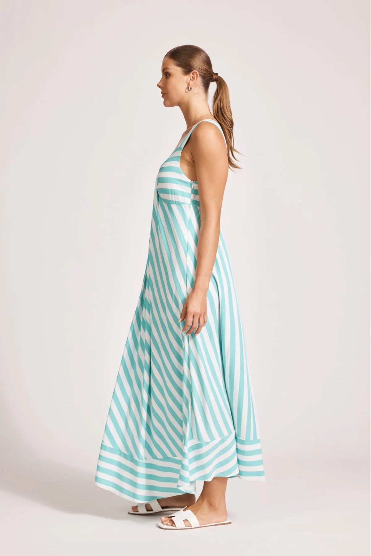 Treville Stripe Tank Maxi Dress Aqua