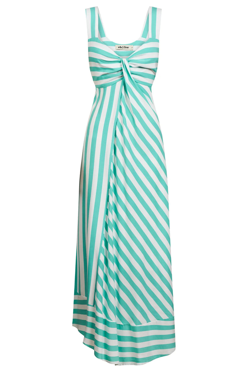 Treville Stripe Tank Maxi Dress Aqua