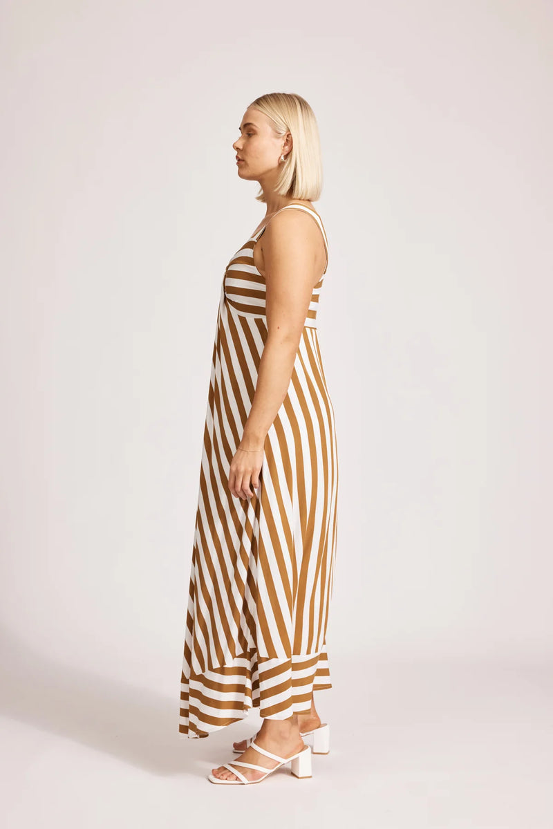 Treville Stripe Tank Maxi Dress Caramel